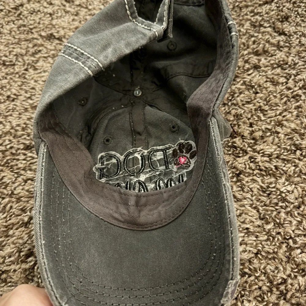 Dog Mom Distressed Baseball Cap - Gray